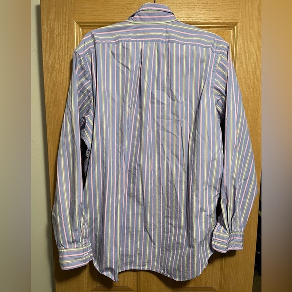 Ralph Lauren Classic Fit Purple Green Pink Stripe Button Down Size 16.5 - Picture 9 of 11